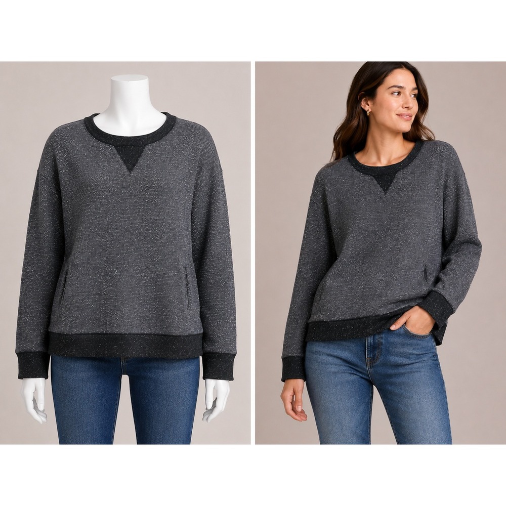 Banana Republic Heritage Collection Pullover Women S Gray Textured Side Pockets